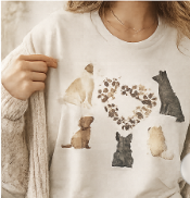 Dog Mom Shirt, Minimalist Dog Lover Tee, Watercolor Puppy Graphic Shirt, Neutral Pet Mom Gift, Paw Print Heart T Shirt